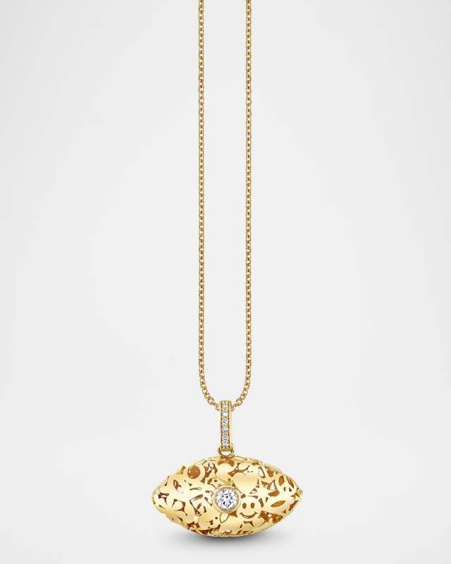 14K Icon Wallpaper Marquis Eye Charm on Heavy Tiffany Chain Necklace